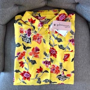 NWT Philosophy Floral Print Long Sleeve Blouse